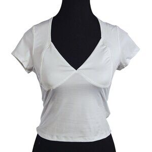 NWOT | Sculpted V-Neck Top | Contoured Bust Detail | White | Medium
